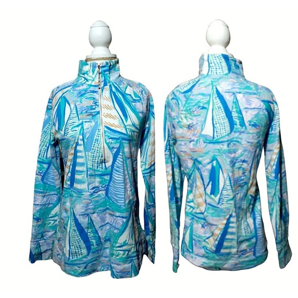 Lilly Pulitzer Women's Sailboat Skipper Popover Long Sleeve Blue Multi Sz XS - Picture 1 of 8